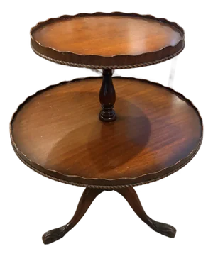 Vintage Chippendale Style Mahogany Two-Tier Dumbwaiter Table