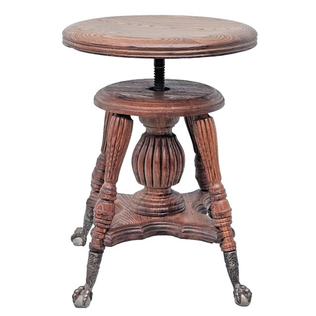 Victorian Antique Victorian Lyon & Healy Piano Stool Swivel Adjustable Cast Iron 1890s For Sale - Image 3 of 16