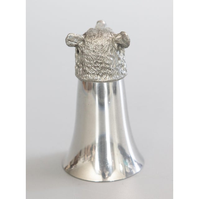 Vintage English Silver Pewter Bear Head Stirrup Cup For Sale - Image 4 of 7
