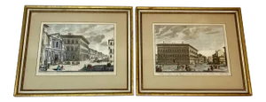 19th Century Pair of Framed Italian Hand Colored Engravings