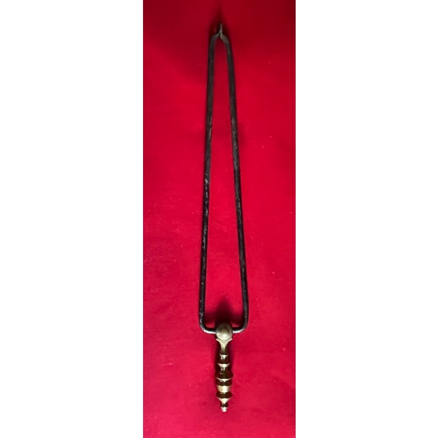 Antique Early 19th Century American Federal Brass & Iron Fireplace Tool - Tongs For Sale - Image 10 of 12