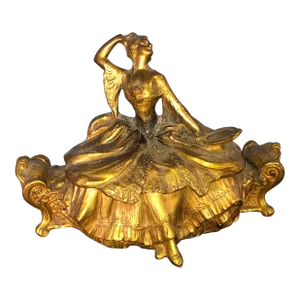 Early 20th Century Antique Brass Figural Jewelry Box Weidlich Bros Mfg