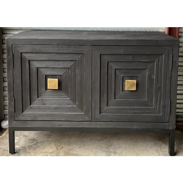Contemporary New Uttermost Organic Modern Distressed Black and Gilt Cabinets - Pair For Sale - Image 3 of 12