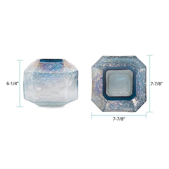 Lonsdale Iridescent Low Glass Vase For Sale - Image 9 of 11