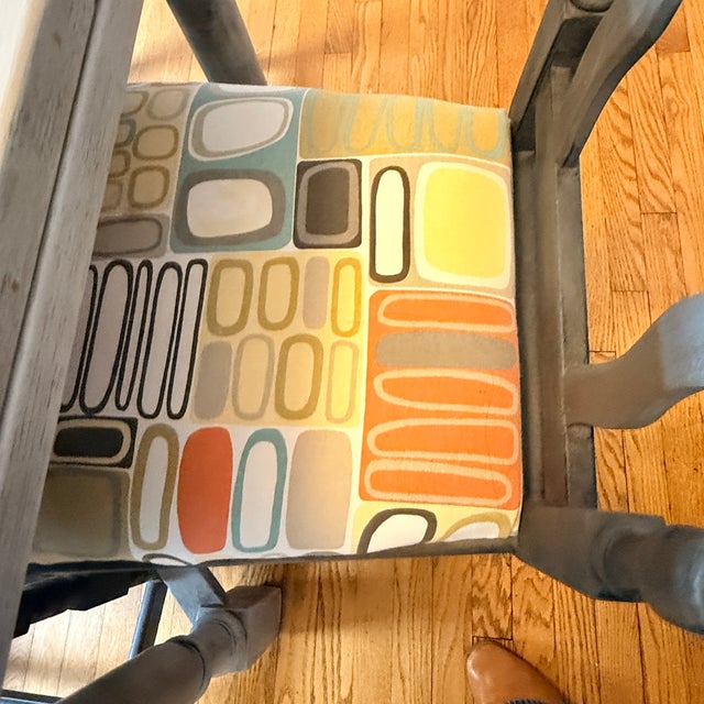 Gray Antique English Oak Draw Leaf Chalk Painted Table and 4 Chairs For Sale - Image 8 of 12