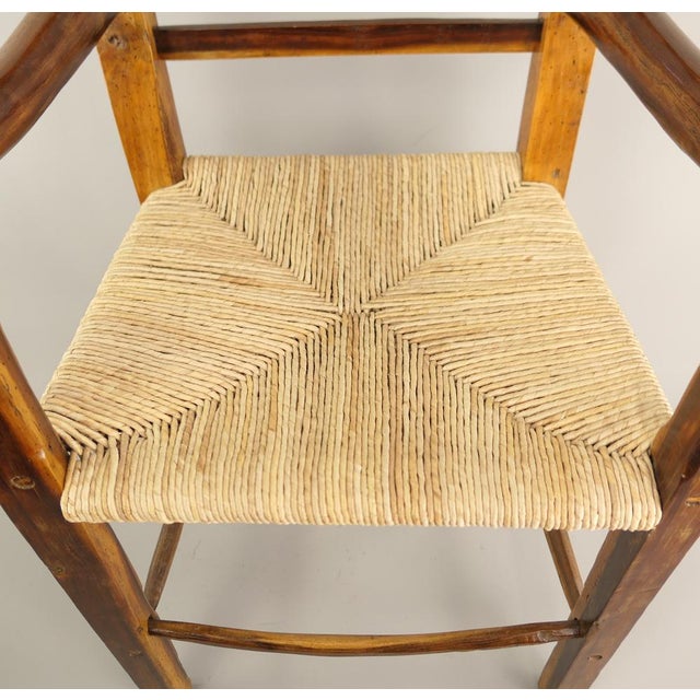 Rustic Rural Cherry Wood and Straw Armchair, France, 1840s For Sale - Image 3 of 10