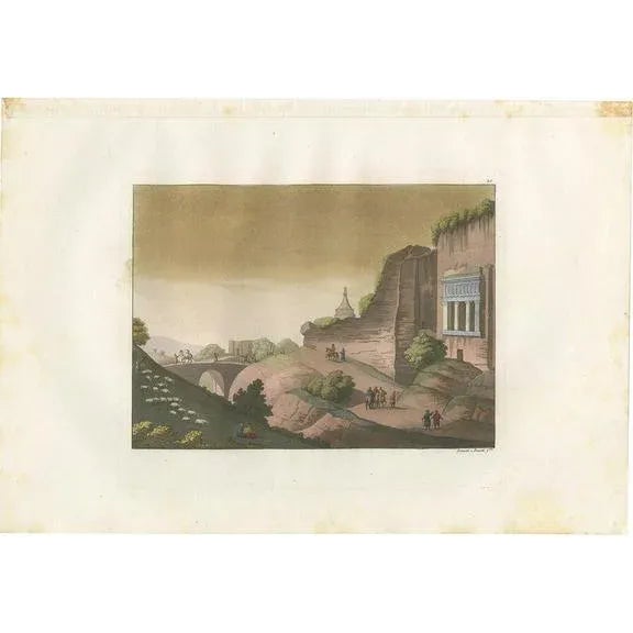 Early 19th Century Ferrario, The Bridge Over the Kidron River, 1831, Print on Paper For Sale - Image 5 of 5