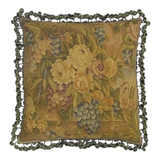 Aubusson Handwoven Wool Throw Pillow For Sale