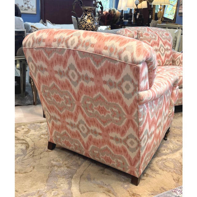 Salmon Kravet English Arm Lounge Chairs, a Pair For Sale - Image 8 of 17