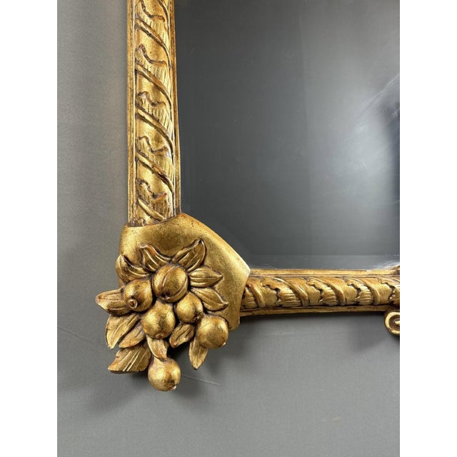 20th Century Carved and Gilded Wooden Mirror Decorated with Fruit and Flowers For Sale - Image 6 of 9