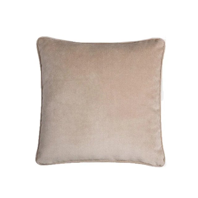 Early 21st Century Happy Frame Beige Velvet Cushion Cover by LO Decor For Sale - Image 5 of 5