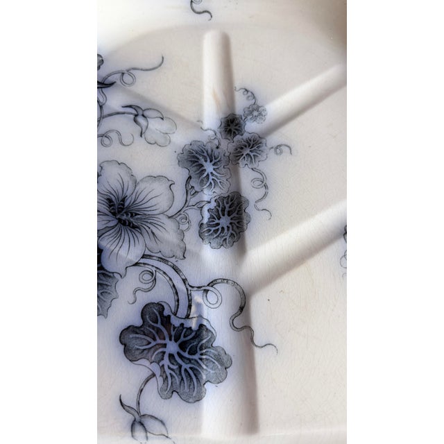 Black Antique Staffordshire Aesthetic Period Flow Mulberry "Aliwal" Pattern Tree in the Well Meat Platter, Circa 1870 For Sale - Image 8 of 12