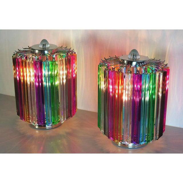 Metal Multi-Colored Quadriedri Table Lamps, Murano, 1990s, Set of 2 For Sale - Image 7 of 9