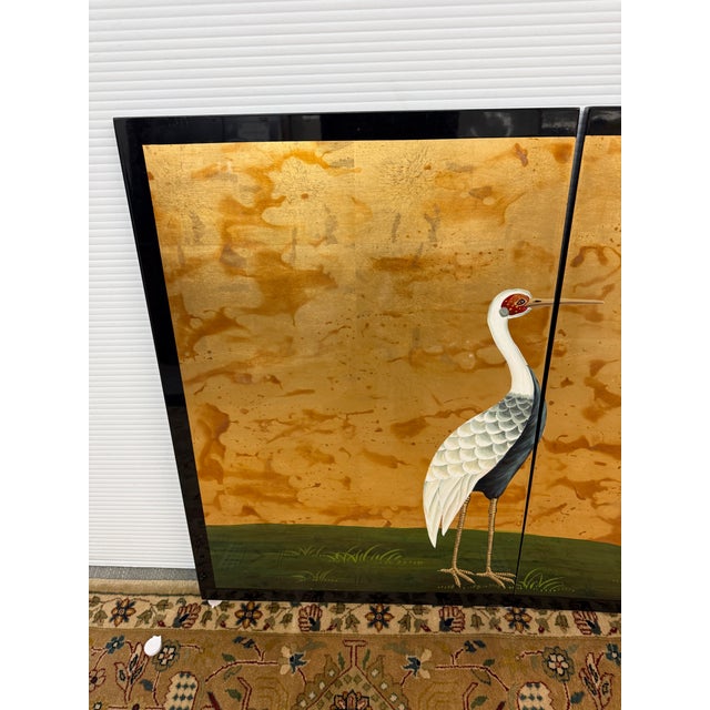 Japanese Cranes by a Stream, Quadriptych For Sale In San Francisco - Image 6 of 12