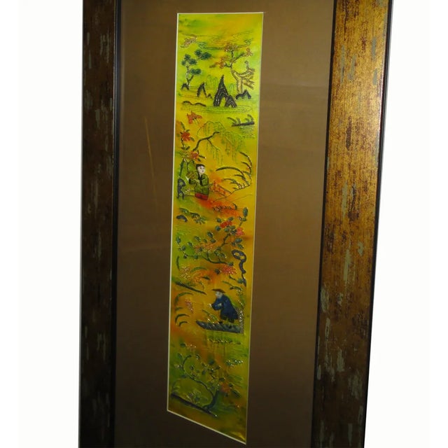 2000 - 2009 Vintage Hand Embroidered Framed Textile For Sale - Image 5 of 6