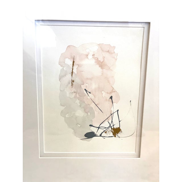 This is a really soft, subtle, pretty framed original abstract. The painting is done in watercolor and has various shades...