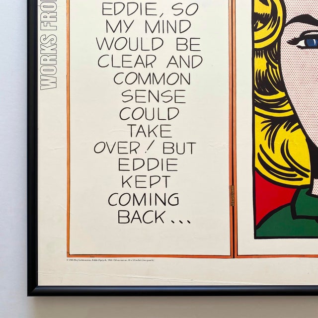 Roy Lichtenstein Vintage 1985 Lithograph Print Framed Large Pop Art Exhibition Poster " Eddie Diptych " 1962 For Sale - Image 9 of 15