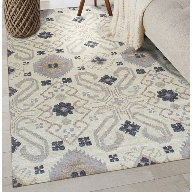 Beige 8x10 Quinn Oushak Gray Geometric Modern Hand Knotted Wool Carpet Rug For Sale - Image 8 of 9