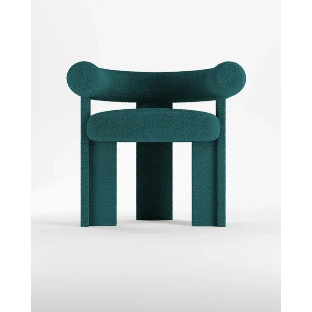 Not Yet Made - Made To Order Collector Modern Cassette Chair Fully Upholstered in Bouclé Ocean Blue Fabric by Alter Ego For Sale - Image 5 of 5