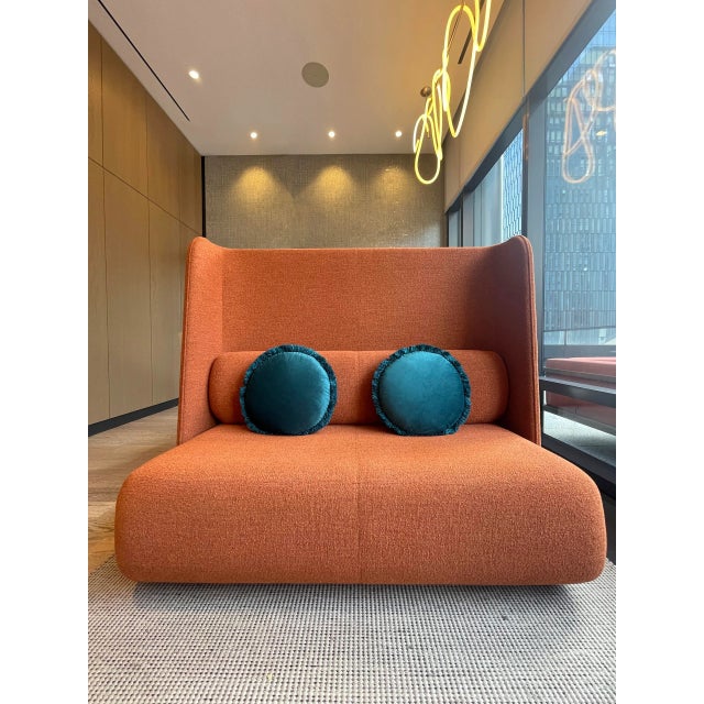 The Macaron, Fringed Velvet Circle Pillow, Agean Green For Sale In New York - Image 6 of 6