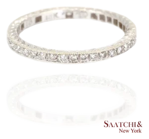 18k (750) White Gold Natural Diamond Engraved Band Ring, Size 5