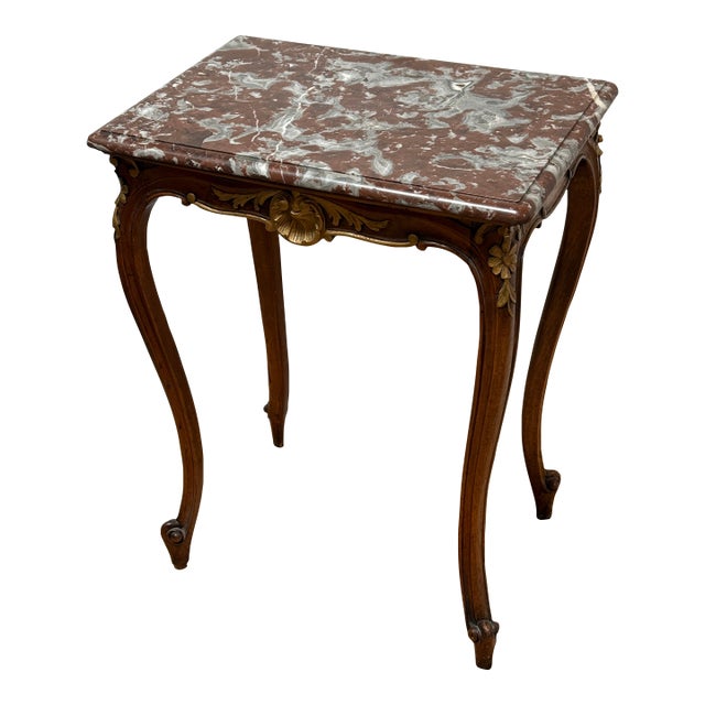 Antique French Louis XV Rouge Griotte Marble Top Accent Table For Sale