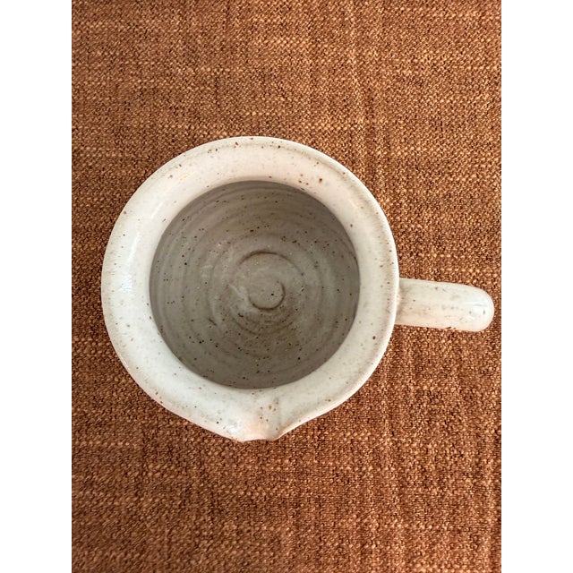 Contemporary Vintage Portuguese Speckled Stoneware Pitcher / Rustic Pottery Cream Jug For Sale - Image 3 of 4