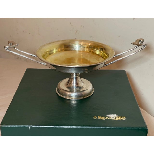 Metal Handmade Sterling Silver Gilt Macedonian Cylix Greek S. Kandarakis Compote Bowl For Sale - Image 7 of 13