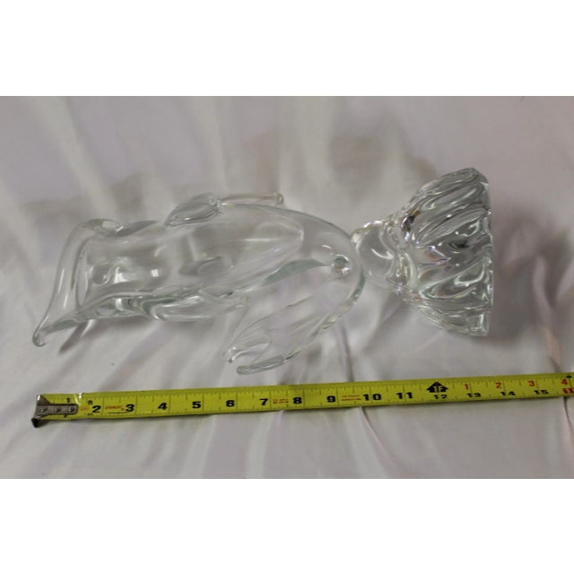 Italian Mouth Blown Clear Fish Vase For Sale - Image 9 of 11