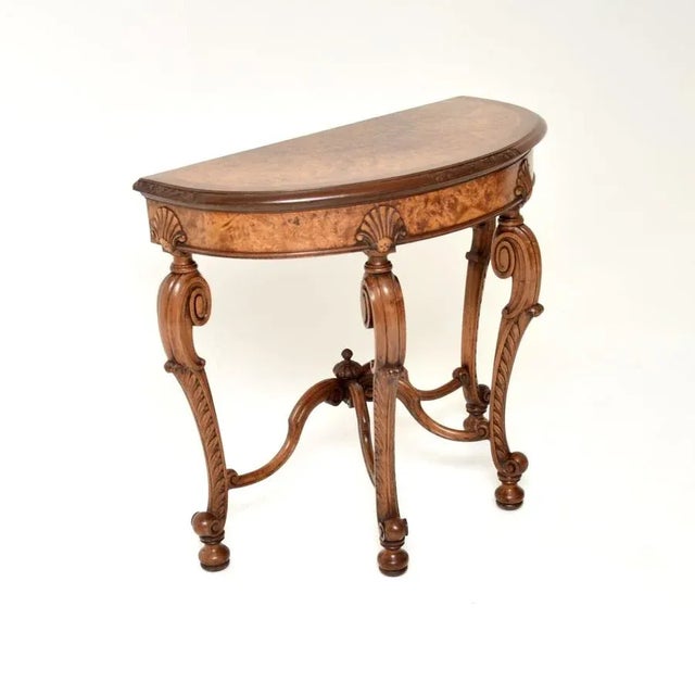Antique Burr Walnut Console Table from Maple and Co, 1890s For Sale - Image 3 of 13