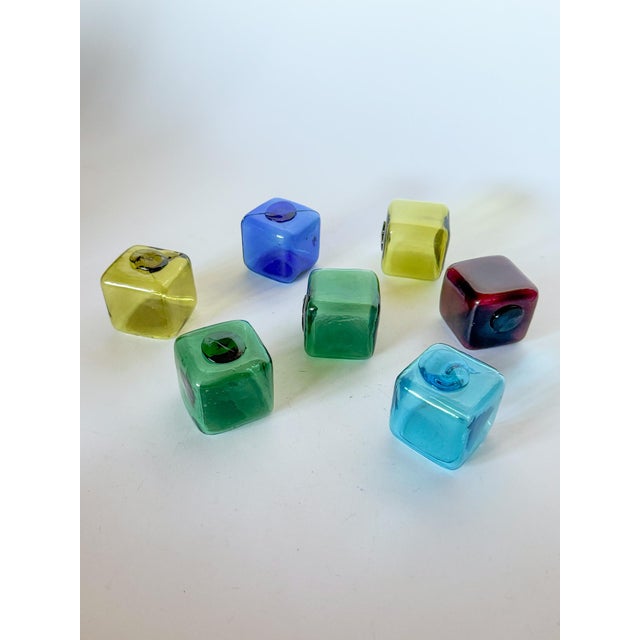 A rare whimsical and colorful collection of small cube shaped glass fishing floats. Made in Japan in 1950s. These were...