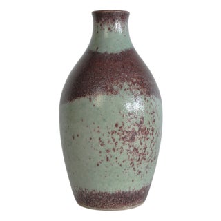 Danish Vase in Oxblood Red & Green Glaze from Michael Andersen, 1930s For Sale