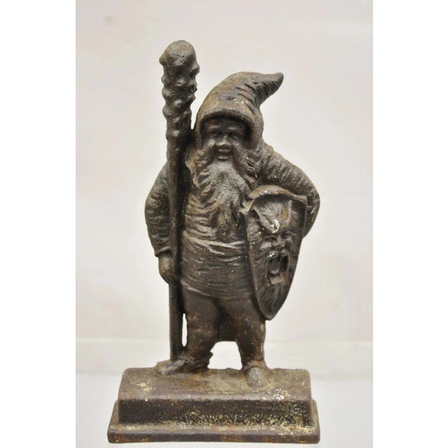 Antique Bradley & Hubbard Victorian Cast Iron Figural Warrior Gnome Doorstop For Sale - Image 12 of 12