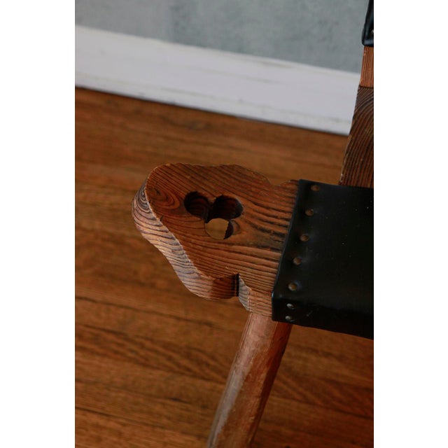 Mid-20th Century Hand-Carved Spanish Brutalist Pine Fireside Chair For Sale In Los Angeles - Image 6 of 10