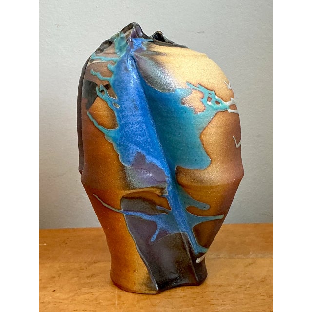 Vintage Abstract Drip Glaze Ceramic Vase For Sale - Image 4 of 12