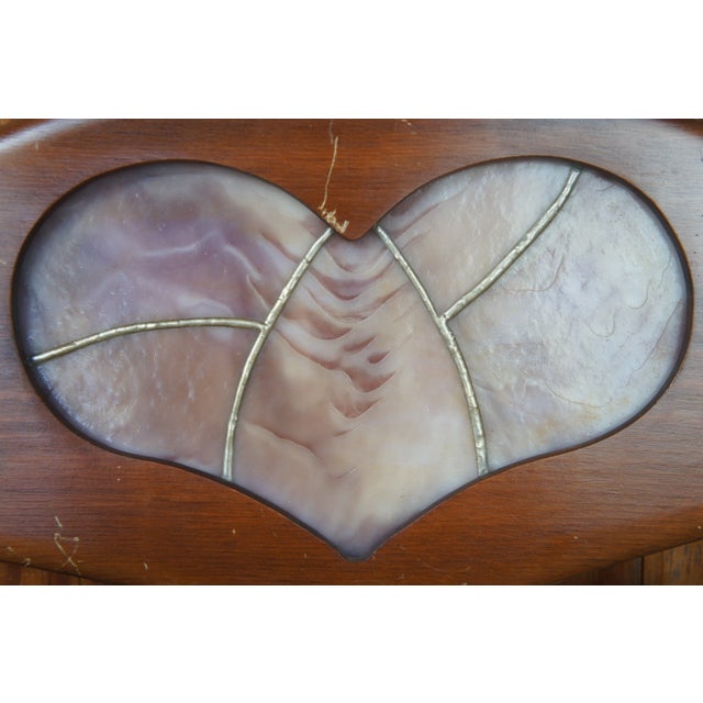Brown Late 20th Century Pine Heart Shaped Stained Glass Hall Tree For Sale - Image 8 of 9