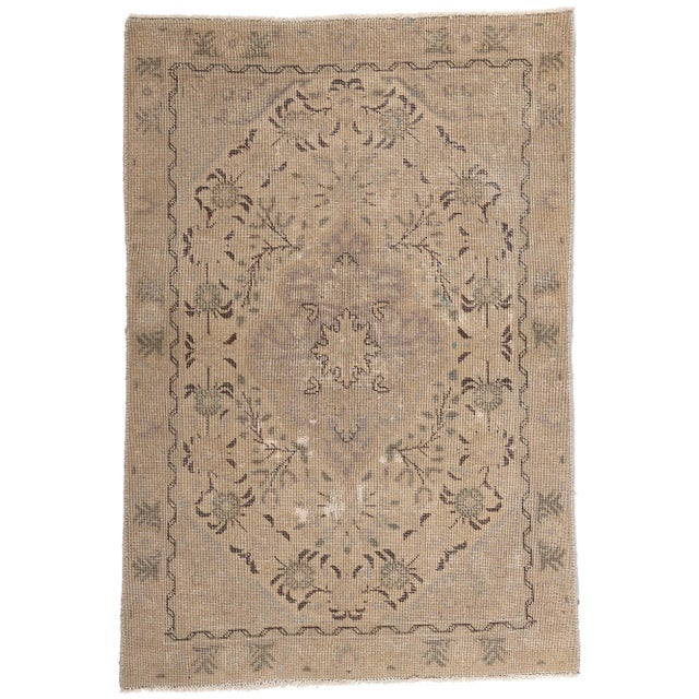 Distressed Vintage Neutral Persian Rug - 02'11 X 04'04 For Sale - Image 10 of 10