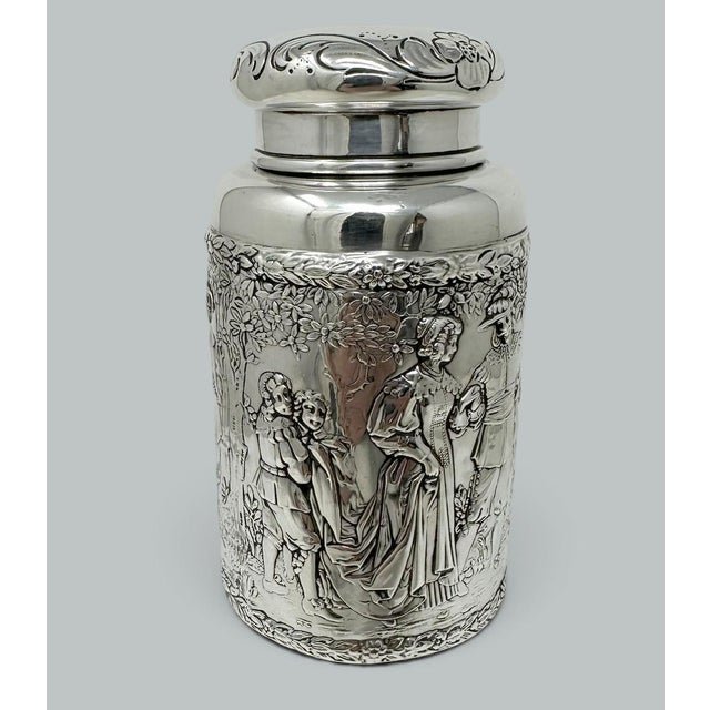 Antique German Sterling Silver Teacaddy Neresheimer Sohnes Berthold Muller 1900 For Sale - Image 4 of 13