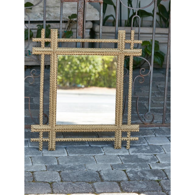 Tramp Art Gilded Mirror with Hand-Carved Frame, circa 1920 For Sale In Atlanta - Image 6 of 12