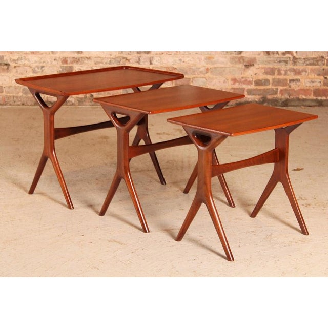 1960s Mid-Century Danish Teak Nest of Tables by Johannes Andersen for CFC Silkeborg, 1960s, Set of 3 For Sale - Image 5 of 18