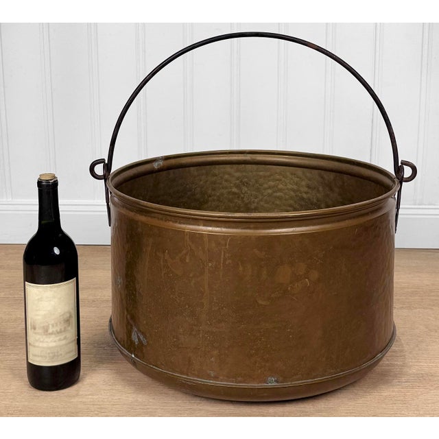 - Original Early 20th Century Copper Cauldron - Monumental Sized - 18" wide - Nicely Aged Copper with Hammered Finish -...
