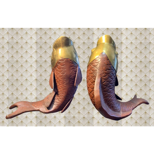Metal MidCentury Brass Maroon Enamel Coy Sculpture For Sale - Image 7 of 12