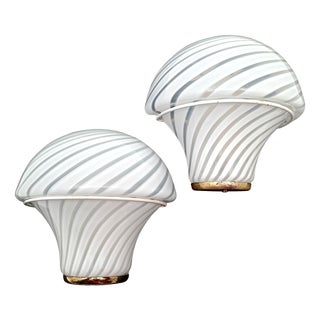 Mushroom-Shaped Murano Glass Wall Lamps from Manifattura Di Murano, 1970s, Set of 2 For Sale