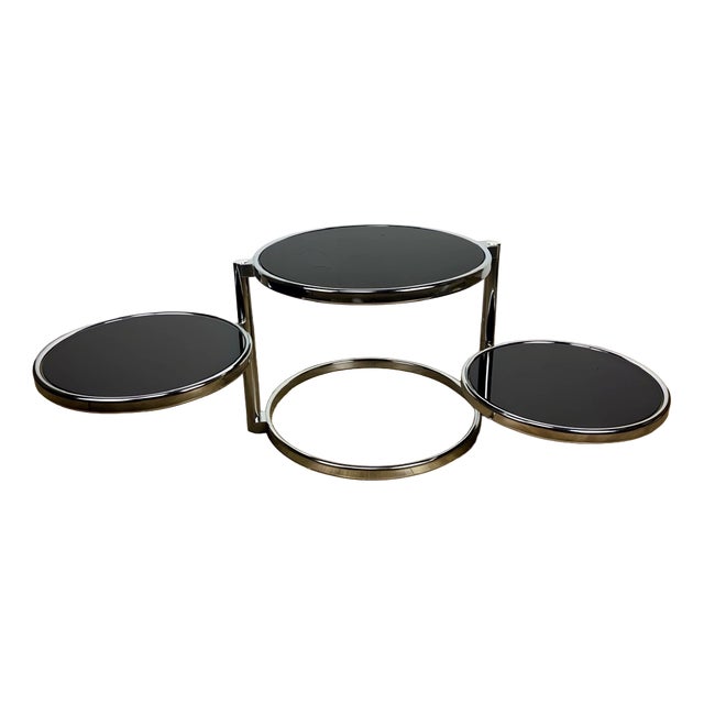 Modular Coffee Table with Rotating Black Glass Tops, 2000s For Sale