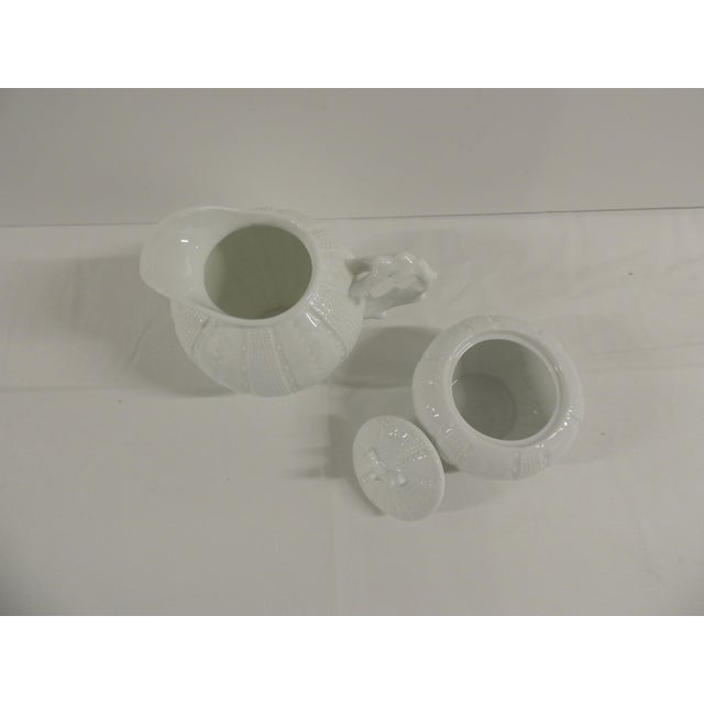 Coastal White Faux Coral China Creamer and Sugar - Set of 2 For Sale - Image 3 of 6