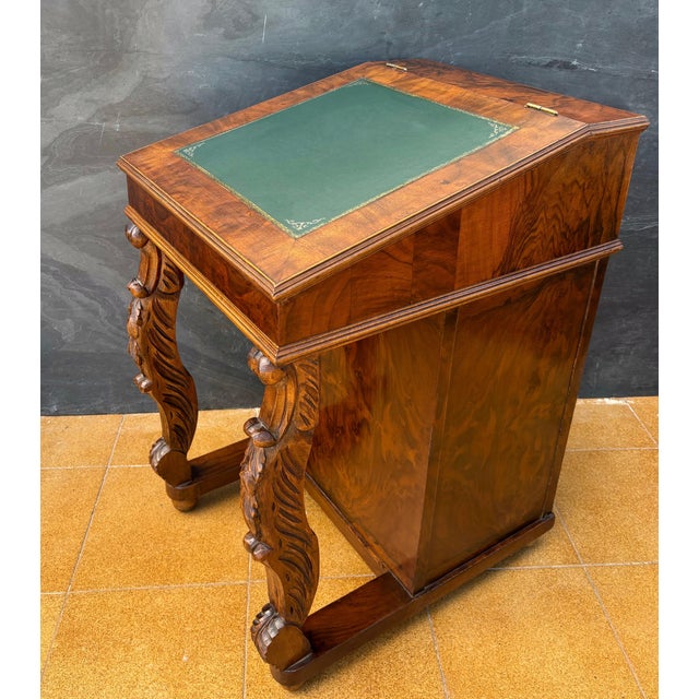 English Regency Revival Burr Walnut Davenport Desk, 20th Century For Sale - Image 6 of 11