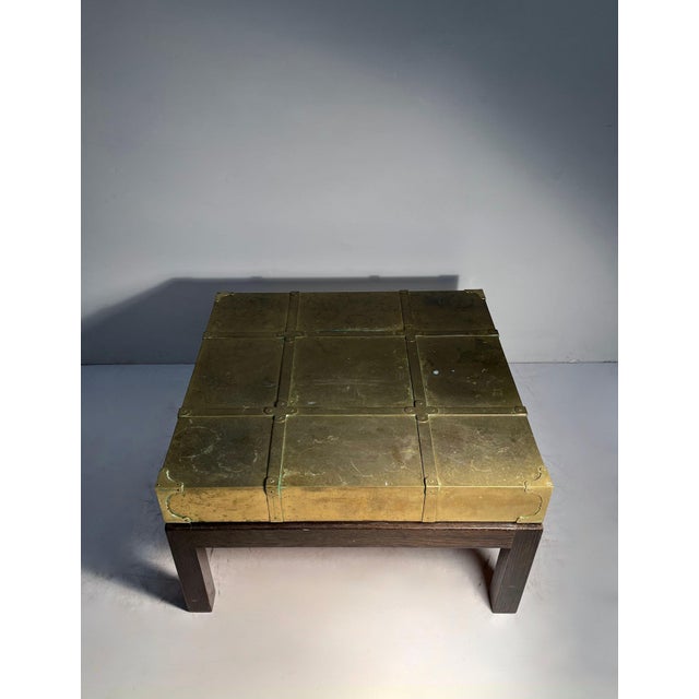 Mid-Century Modern A Campaign Style Brass Coffee / Side Table by Sarreid For Sale - Image 3 of 5