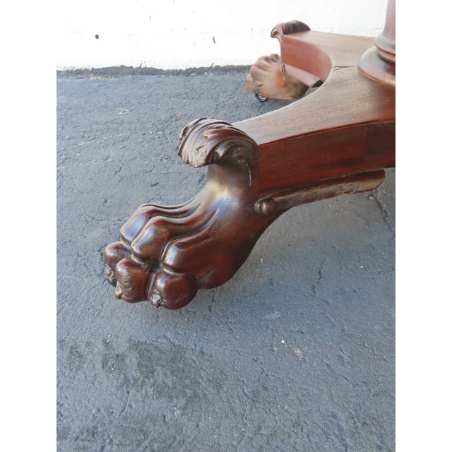 Brown Late 1800s Carved Claw Feet Mahogany Large Dining Table 6642 For Sale - Image 8 of 13