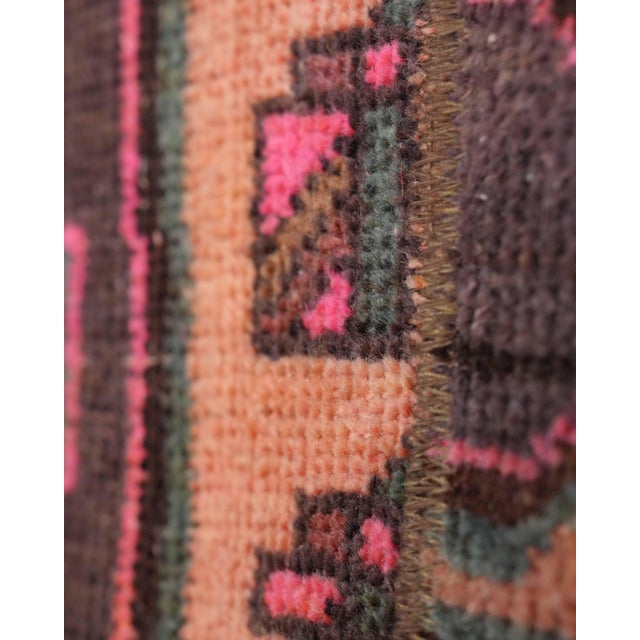 Textile Vintage Orange Patchwork Turkish Runner Rug - Handwoven Wool Boho Carpet For Sale - Image 7 of 9