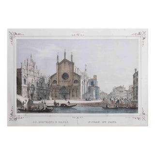 Giuseppe Kier, Venice, St. John and Paul Church, Lithograph, 19th Century, Framed For Sale